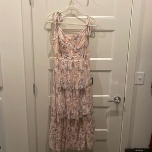 Lulu's Blush Floral Tiered Maxi Dress